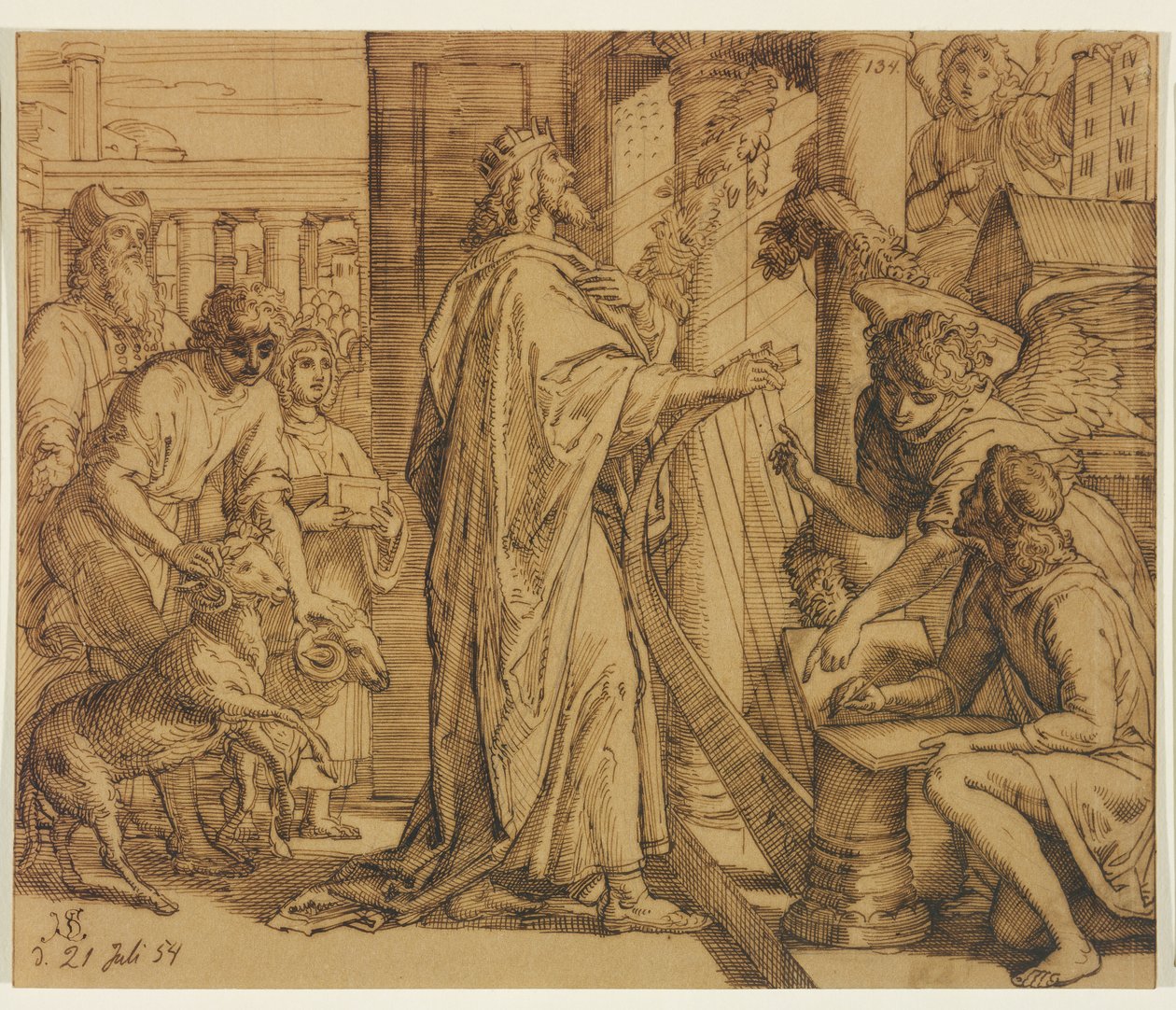 David žalmista - Klanění od Julius Schnorr von Carolsfeld