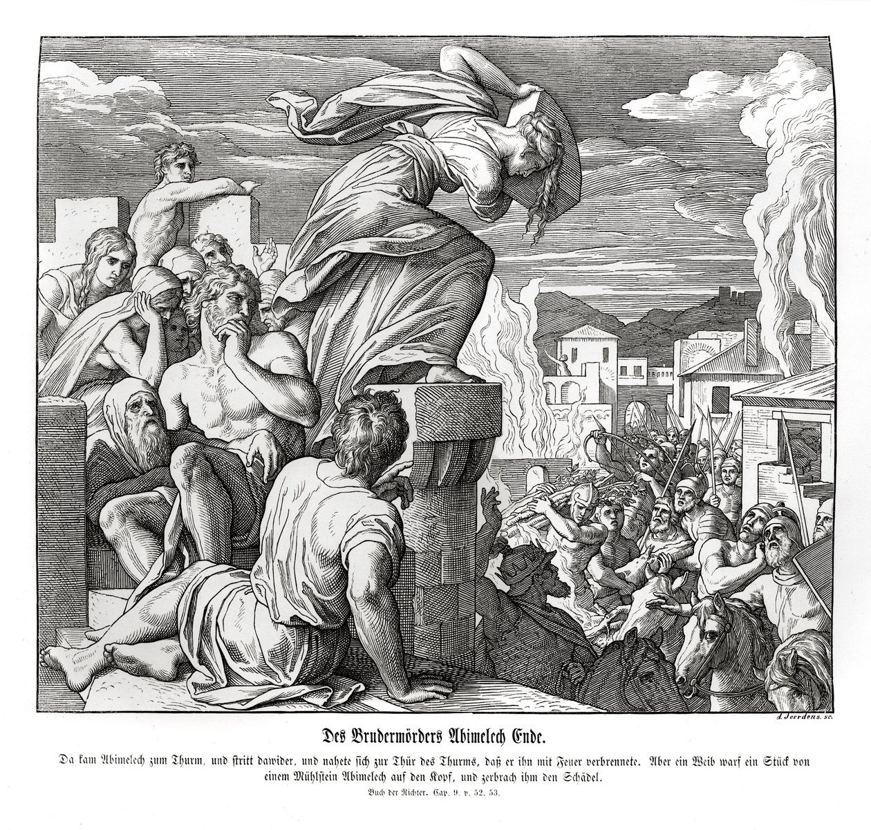 Smrt Abimelecha, soudců od Julius Schnorr von Carolsfeld