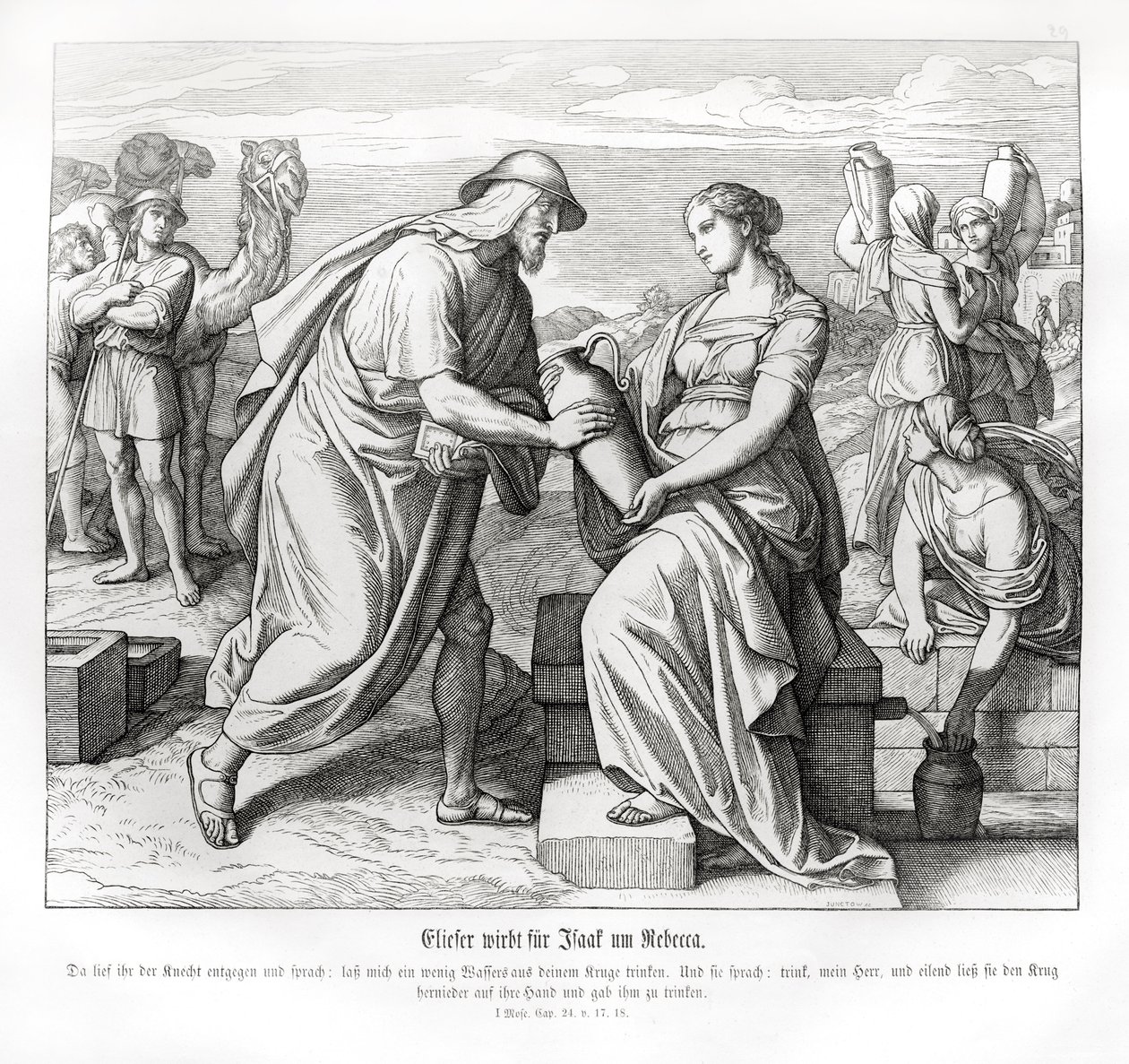 Eliezer a Rebecca u studny, Genesis od Julius Schnorr von Carolsfeld