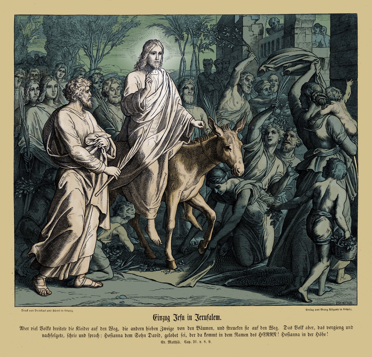 Ježíšův vstup do Jeruzaléma, Matoušovo evangelium od Julius Schnorr von Carolsfeld