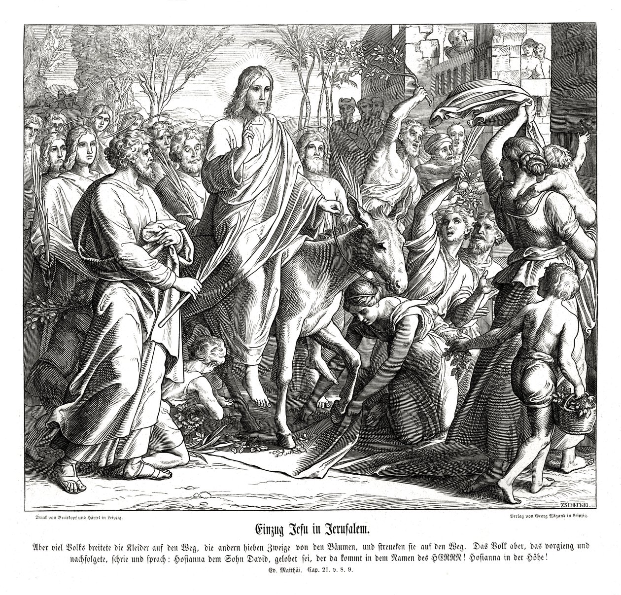 Ježíšův vstup do Jeruzaléma, Matoušovo evangelium od Julius Schnorr von Carolsfeld