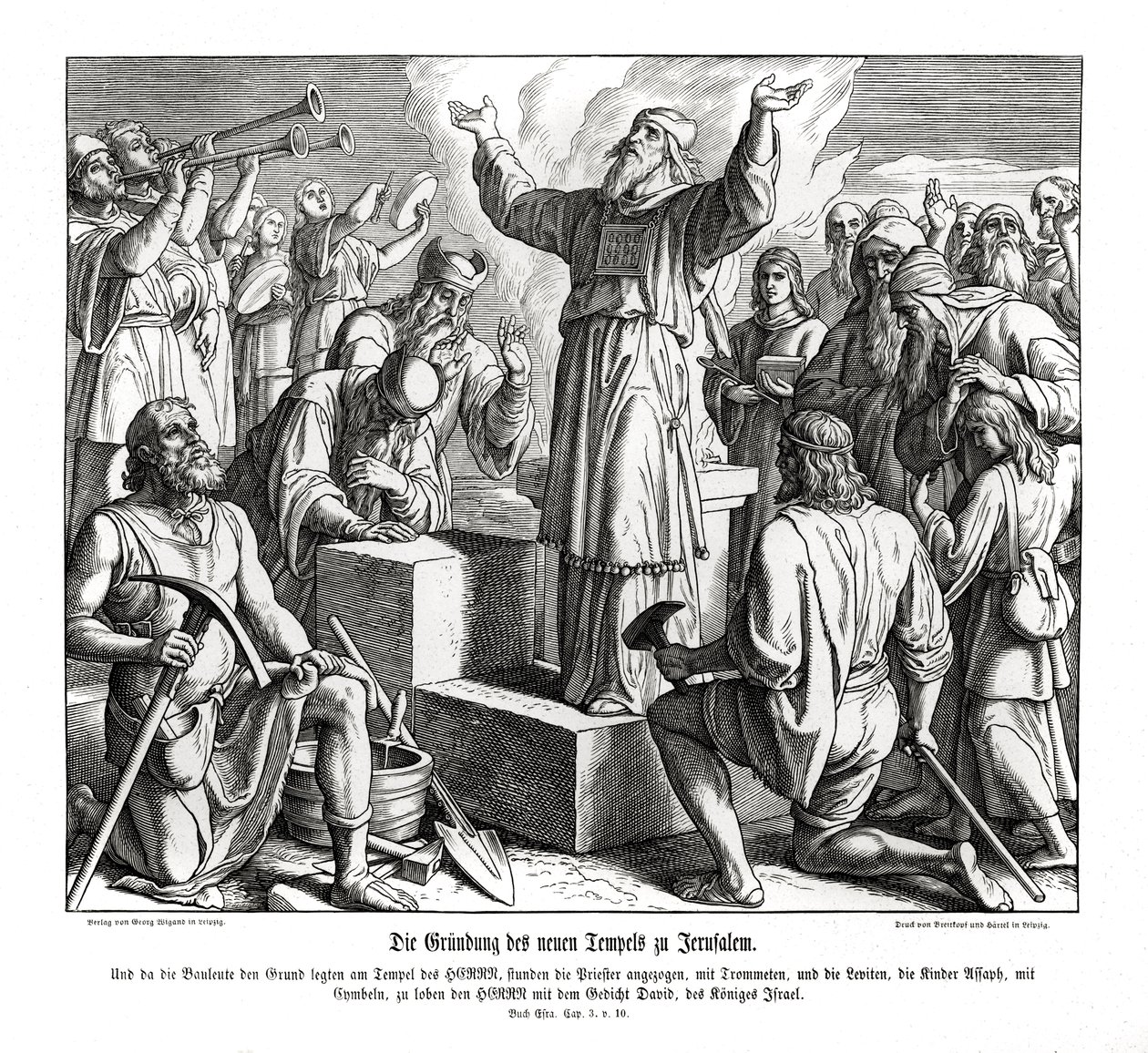Založení nového chrámu v Jeruzalémě, Ezra od Julius Schnorr von Carolsfeld