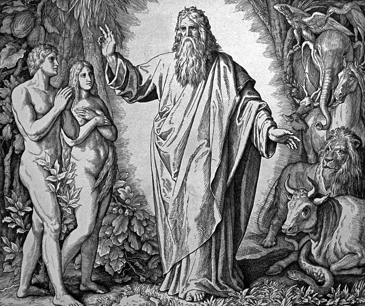 Bůh stvořil Adama a Evu od Julius Schnorr von Carolsfeld
