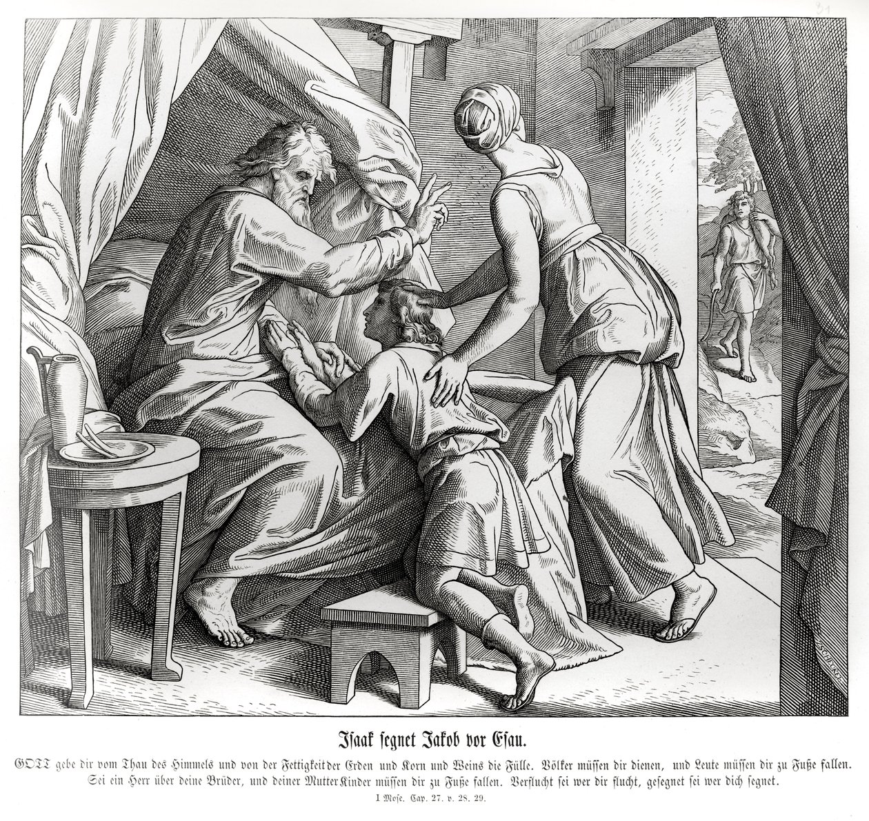 Izák žehná Jákobovi místo Ezaua, Genesis od Julius Schnorr von Carolsfeld