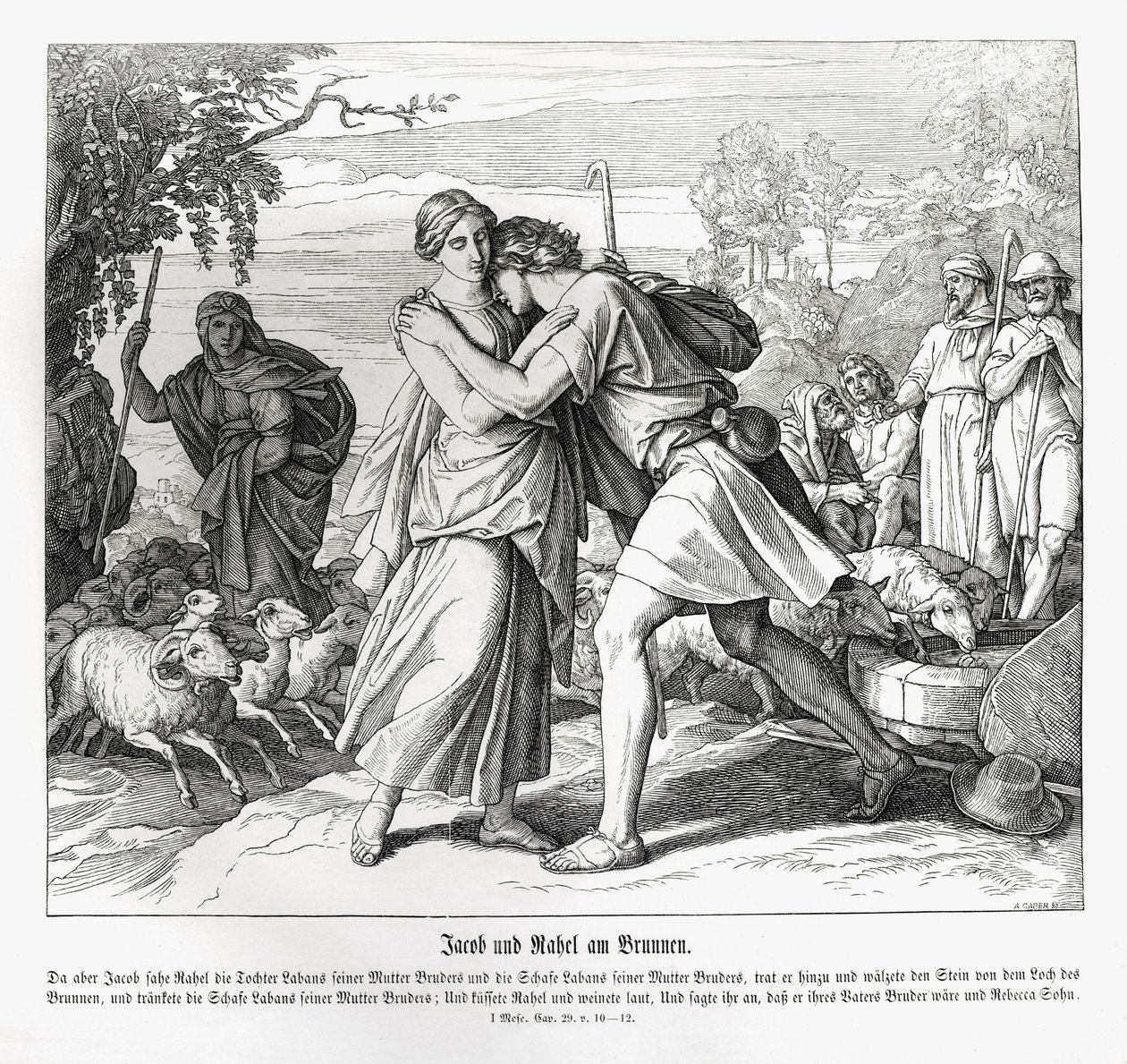 Jacob a Rachel u studny, Genesis od Julius Schnorr von Carolsfeld