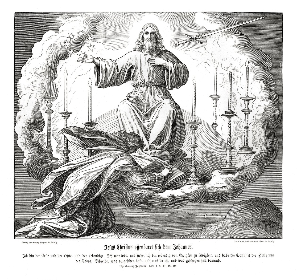 Ježíš Kristus se zjevuje Janovi, Zjevení od Julius Schnorr von Carolsfeld