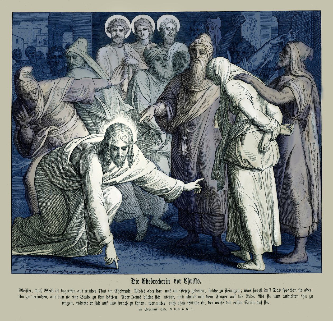 Ježíš a cizoložná žena, Janovo evangelium od Julius Schnorr von Carolsfeld