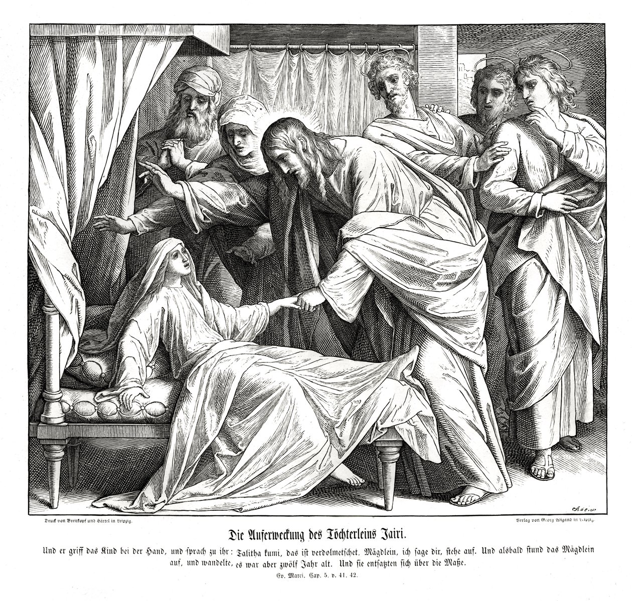 Ježíš probouzí holčičku, Markovo evangelium od Julius Schnorr von Carolsfeld
