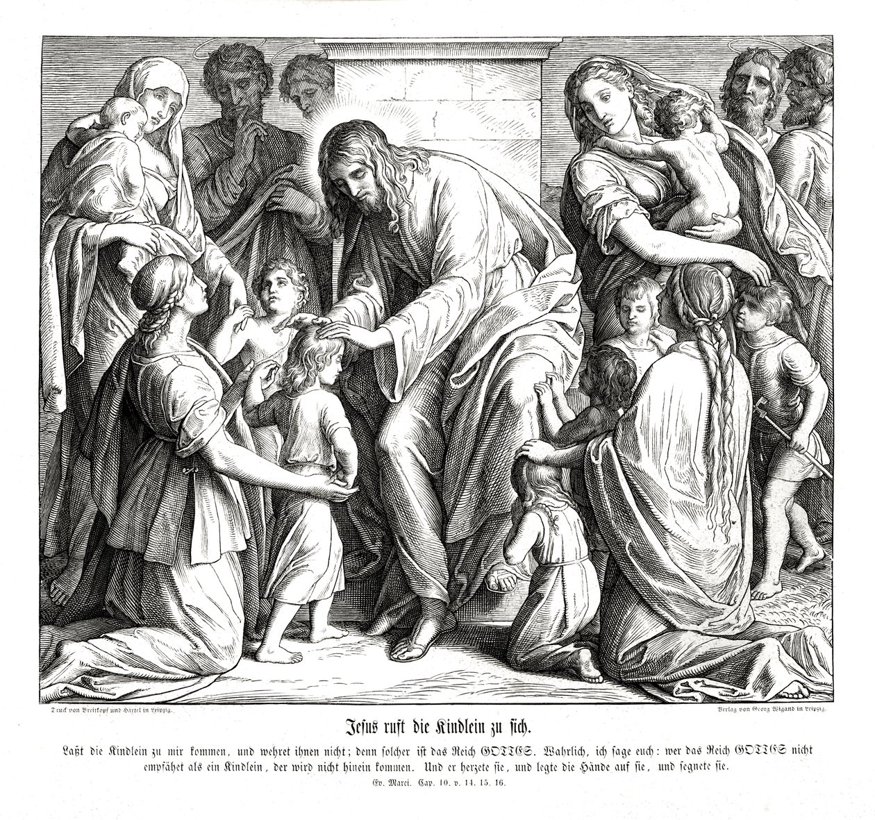 Ježíš k sobě volá děti, Markovo evangelium od Julius Schnorr von Carolsfeld