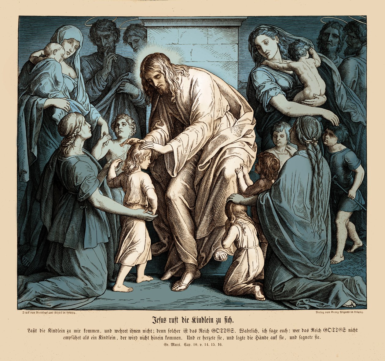Ježíš k sobě volá děti, Markovo evangelium od Julius Schnorr von Carolsfeld