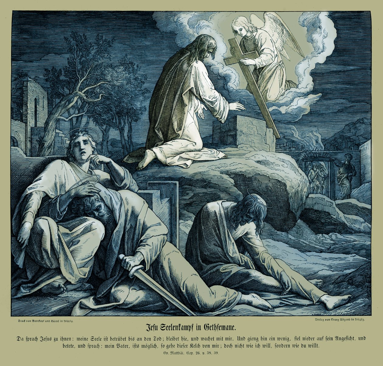 Ježíš v zahradě Getsemanské, Matoušovo evangelium od Julius Schnorr von Carolsfeld