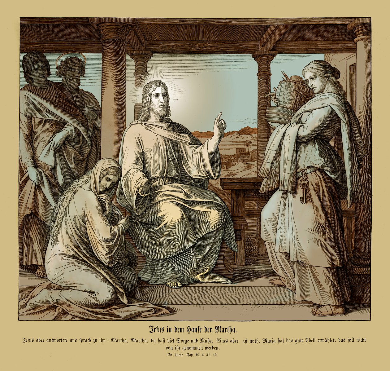 Ježíš v domě Marty, Lukášovo evangelium od Julius Schnorr von Carolsfeld