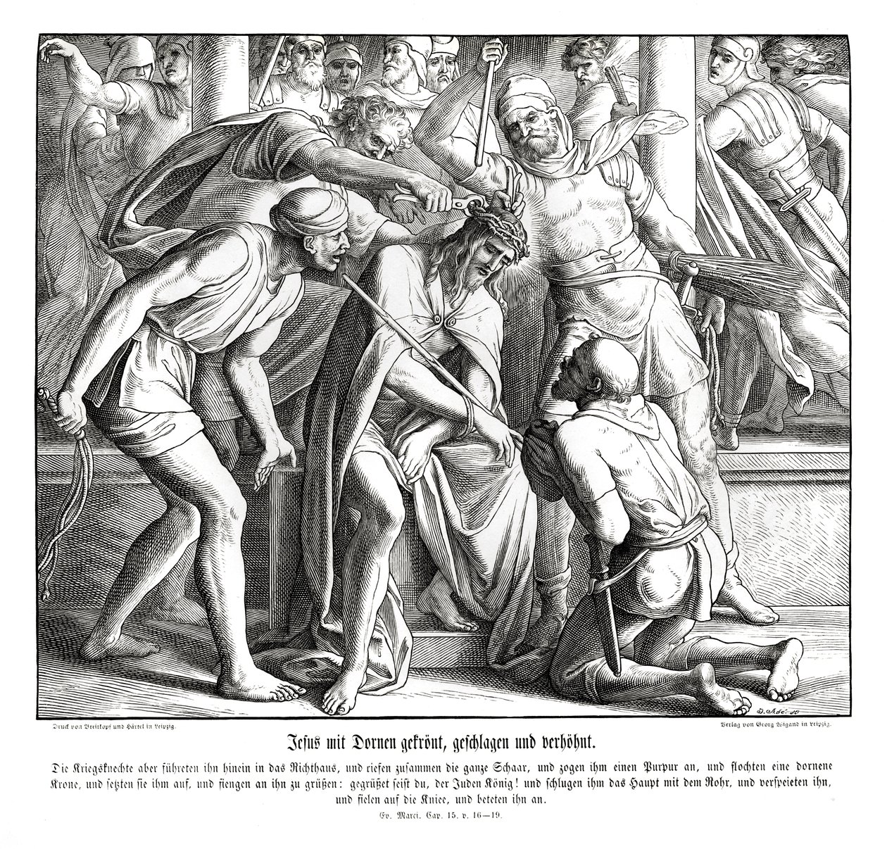 Ježíšovi je dána trnová koruna, Markovo evangelium od Julius Schnorr von Carolsfeld