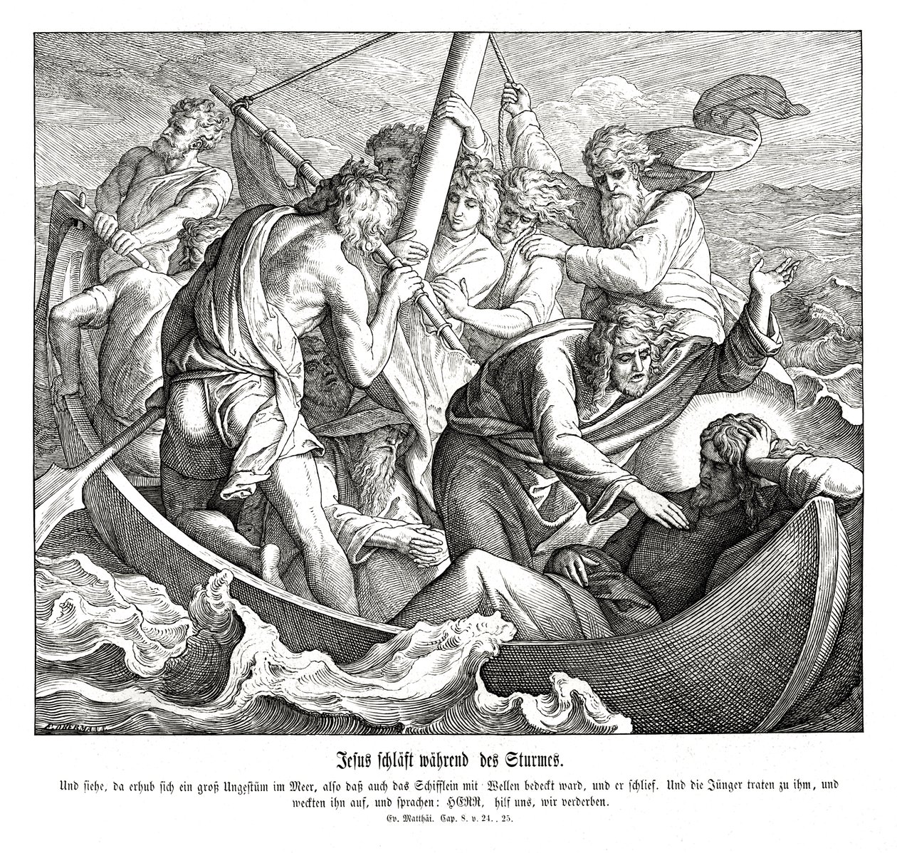 Ježíš spí během bouře, Matoušovo evangelium od Julius Schnorr von Carolsfeld