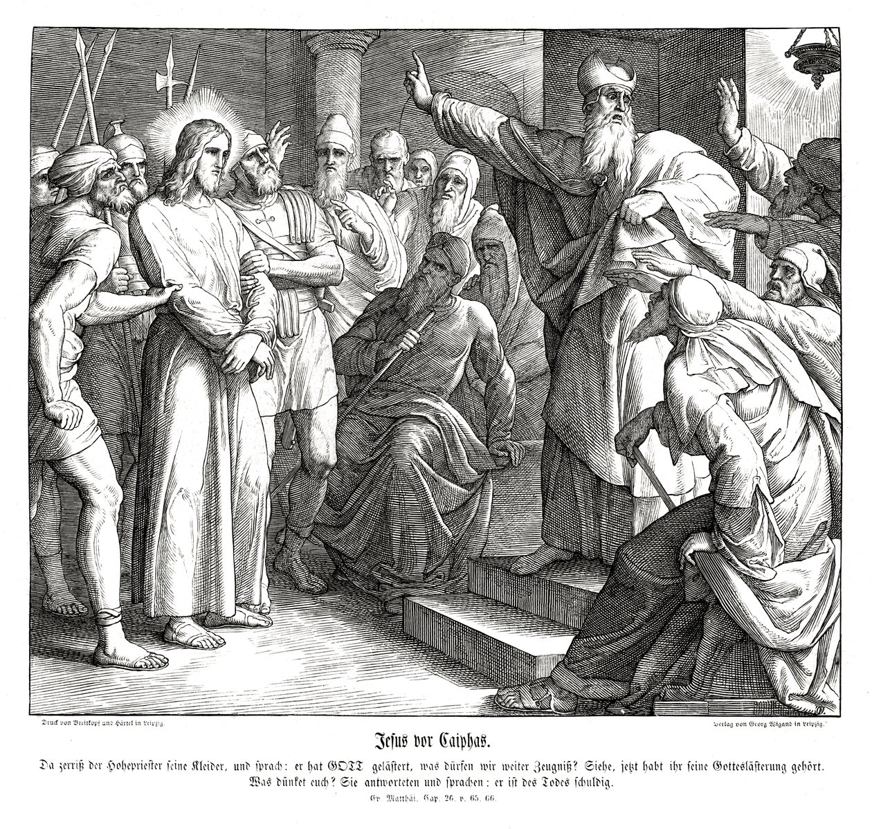 Ježíšův soud před Kaifášem, Matoušovo evangelium od Julius Schnorr von Carolsfeld