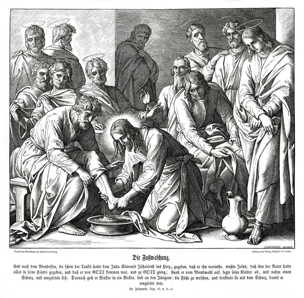 Ježíš myje nohy svým učedníkům, Janovo evangelium od Julius Schnorr von Carolsfeld