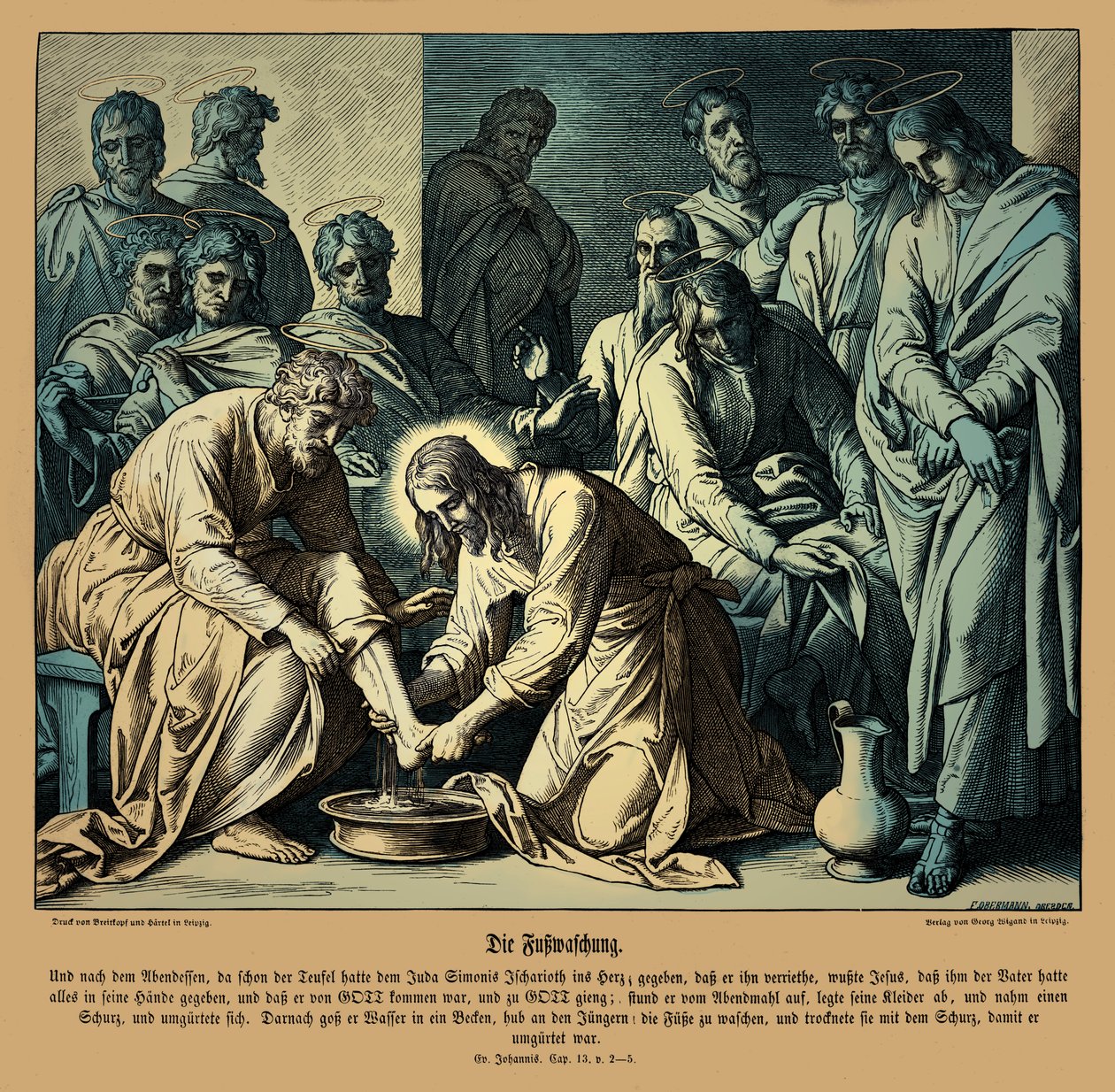 Ježíš myje nohy svým učedníkům, Janovo evangelium od Julius Schnorr von Carolsfeld