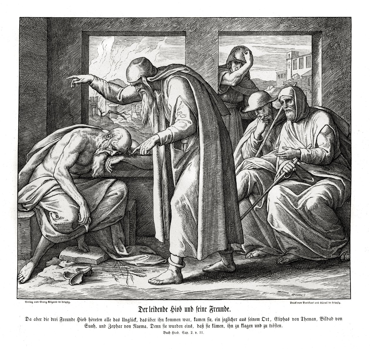 Jobovi přátelé, Jobe od Julius Schnorr von Carolsfeld