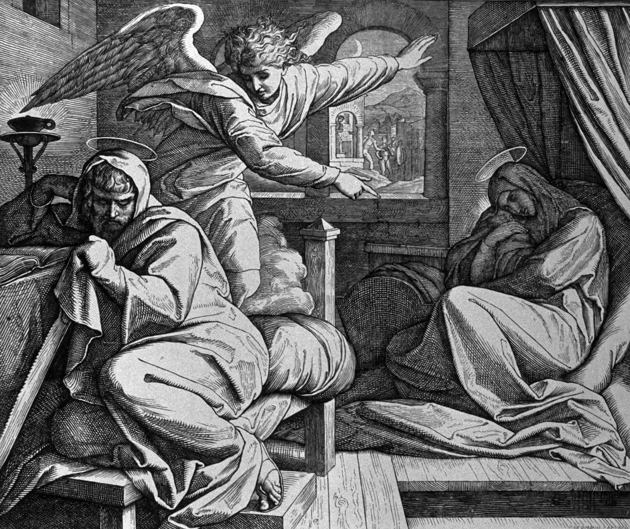 Joosefia varoitetaan pakenemaan Egyptiin od Julius Schnorr von Carolsfeld
