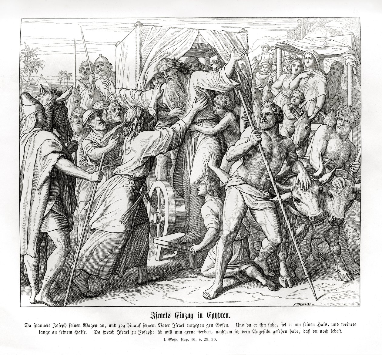 Josefův otec přijíždí do Egypta, Genesis od Julius Schnorr von Carolsfeld
