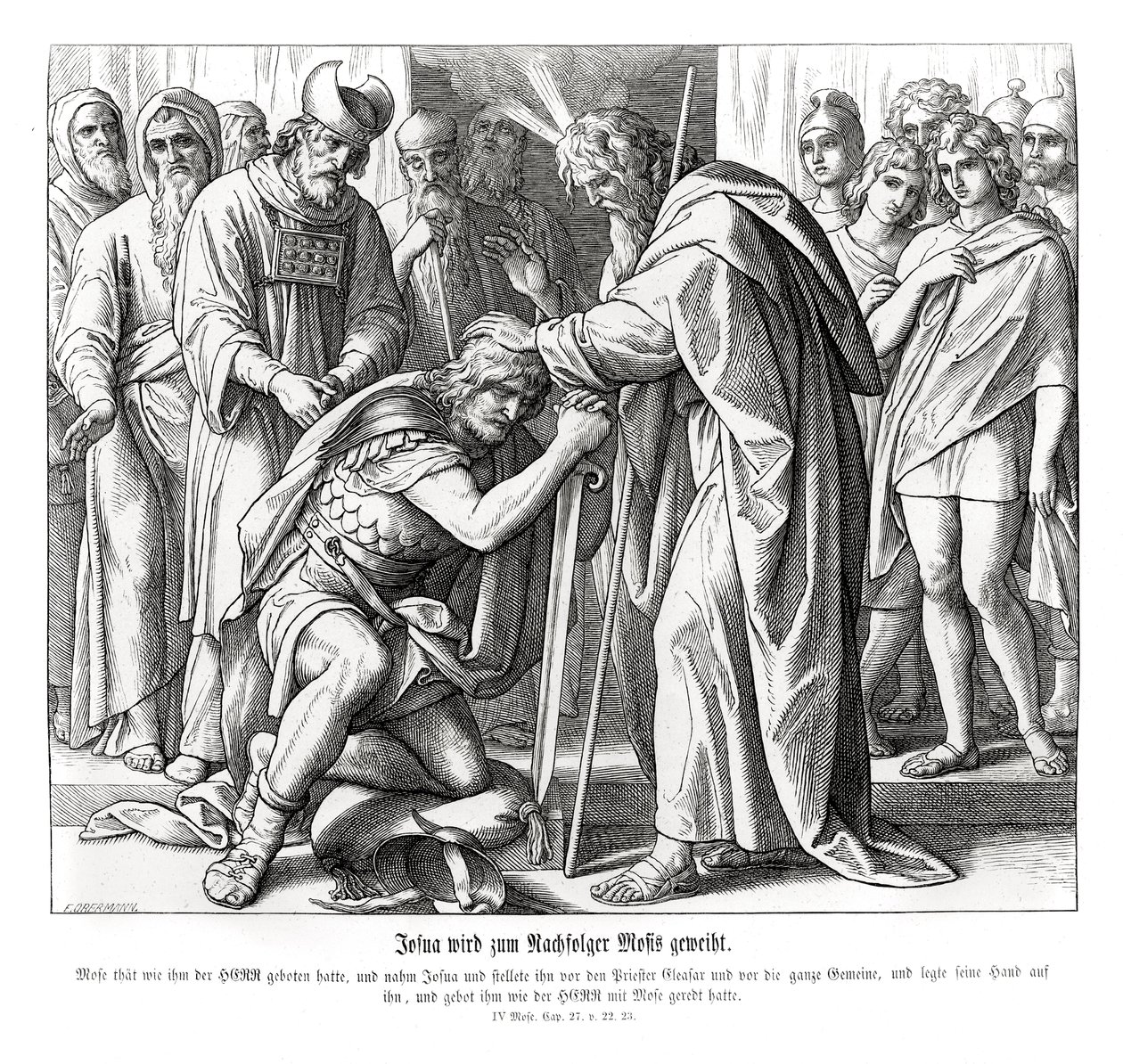 Joshua je jmenován Mojžíšovým nástupcem, Numbers od Julius Schnorr von Carolsfeld