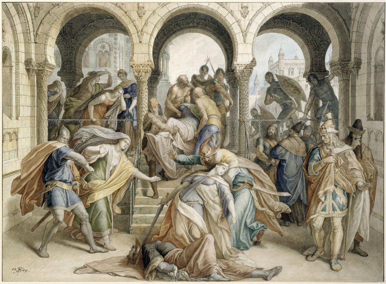 Smrt Kriemhildy od Julius Schnorr von Carolsfeld