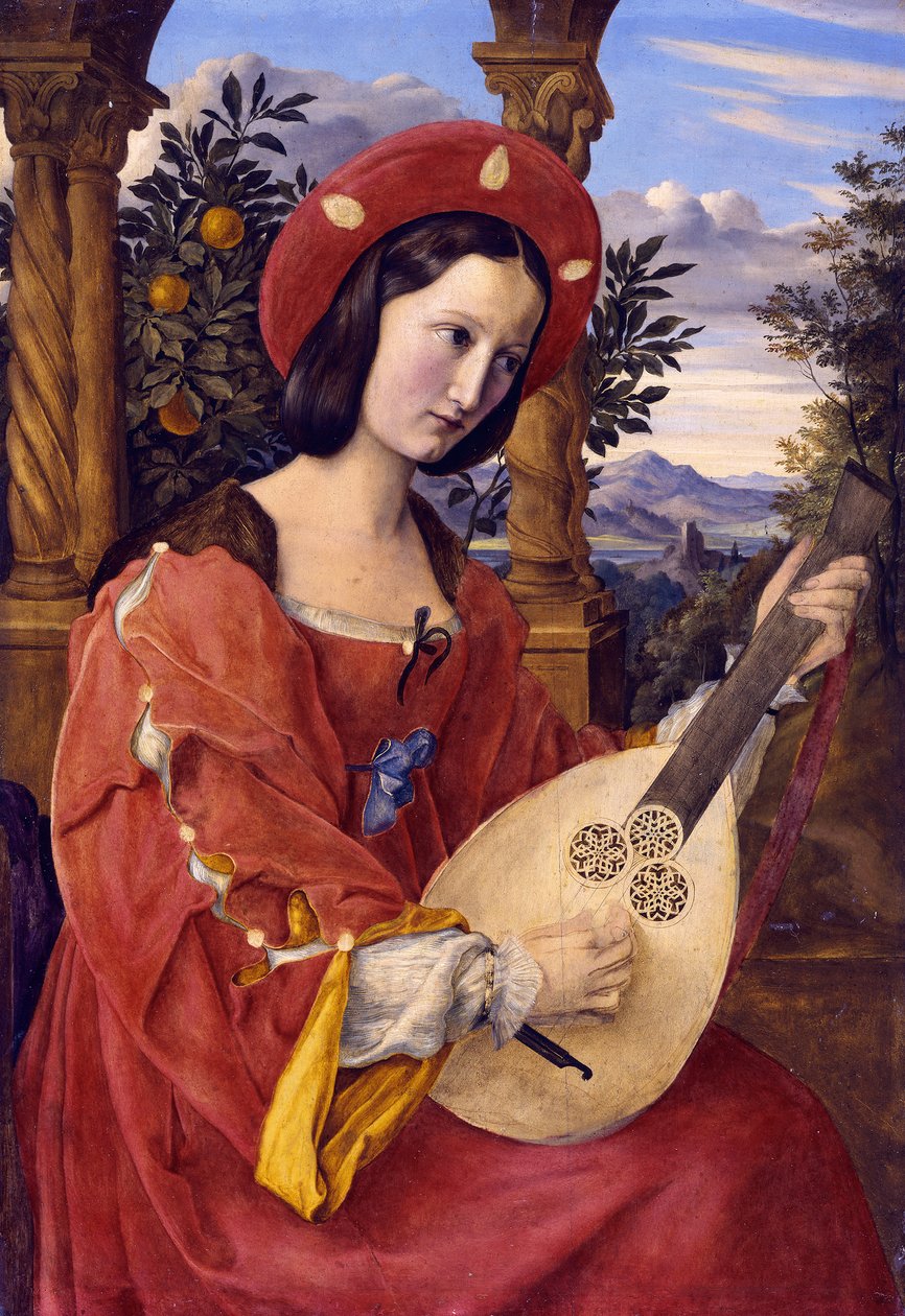 Loutnistka (paní von Quandtová) od Julius Schnorr von Carolsfeld