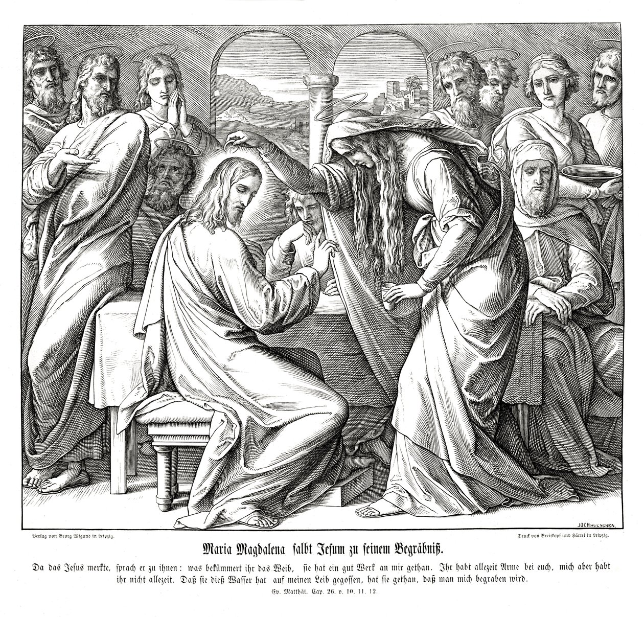 Marie Magdalena pomazává Ježíše, Matoušovo evangelium od Julius Schnorr von Carolsfeld