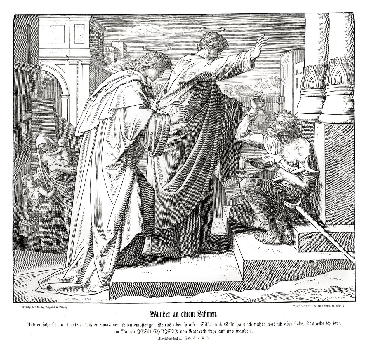 Zázrak chromého muže, Skutky apoštolů od Julius Schnorr von Carolsfeld