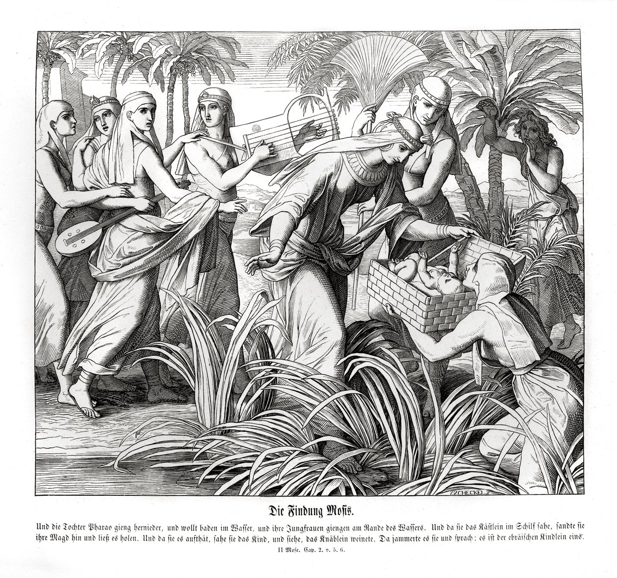 Mojžíš je objeven v rákosí, Exodus od Julius Schnorr von Carolsfeld