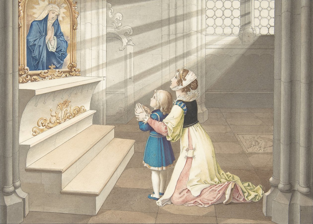 Matka a dcera v modlitbě, ca. 1811-17. od Julius Schnorr von Carolsfeld