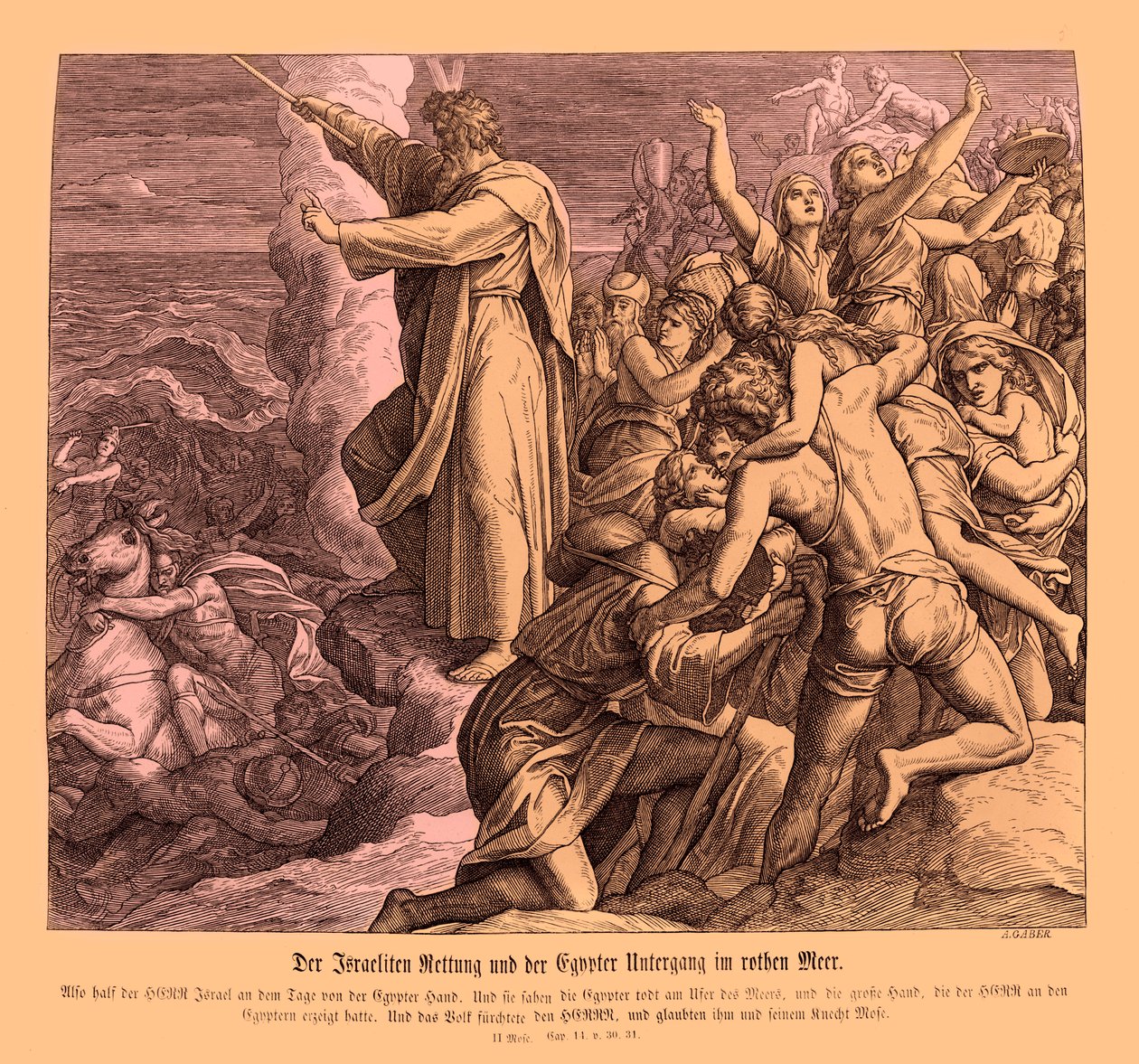 Rozdělení Rudého moře, Exodus od Julius Schnorr von Carolsfeld