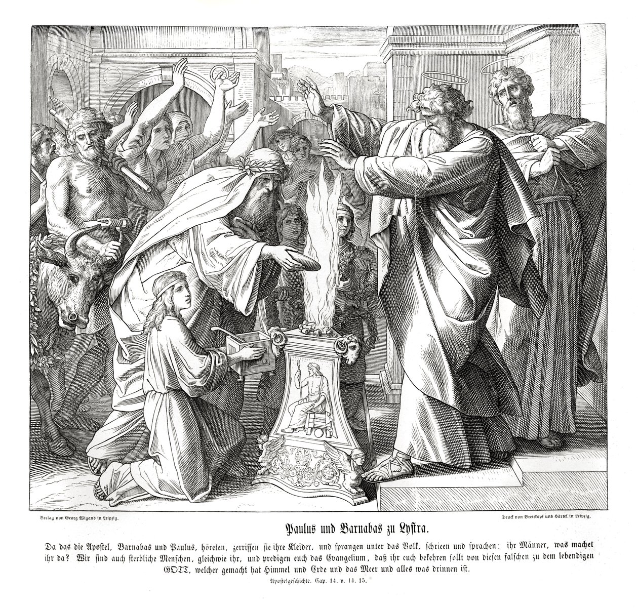 Pavla a Barnaba v Lystrii, Skutky apoštolů od Julius Schnorr von Carolsfeld