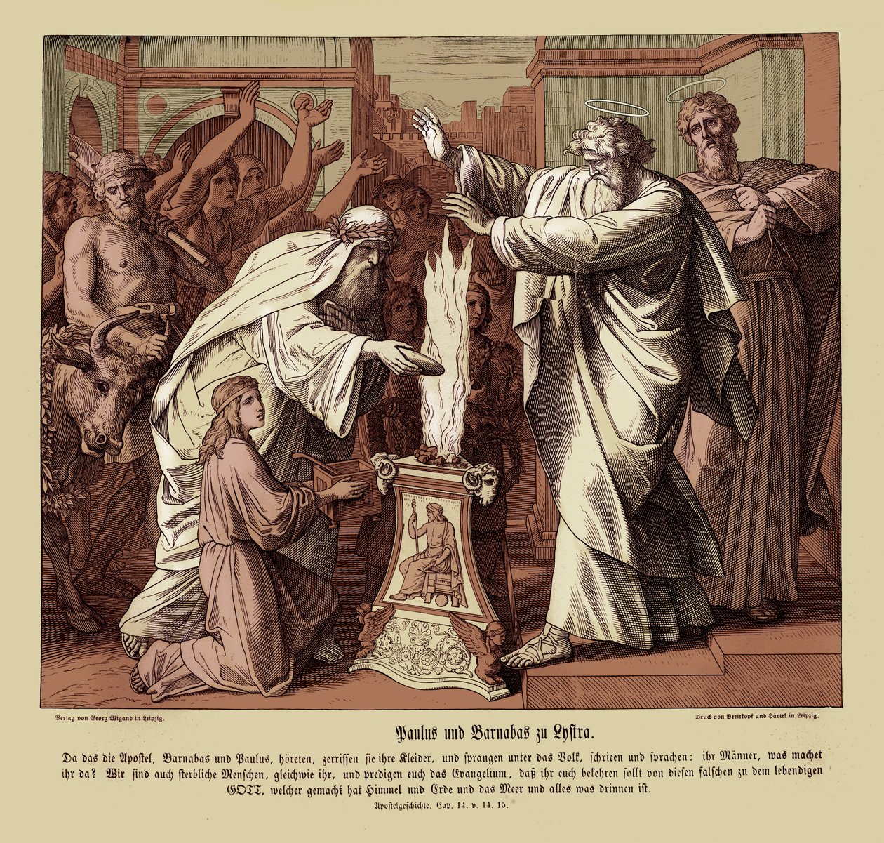 Pavla a Barnaba v Lystrii, Skutky apoštolů od Julius Schnorr von Carolsfeld