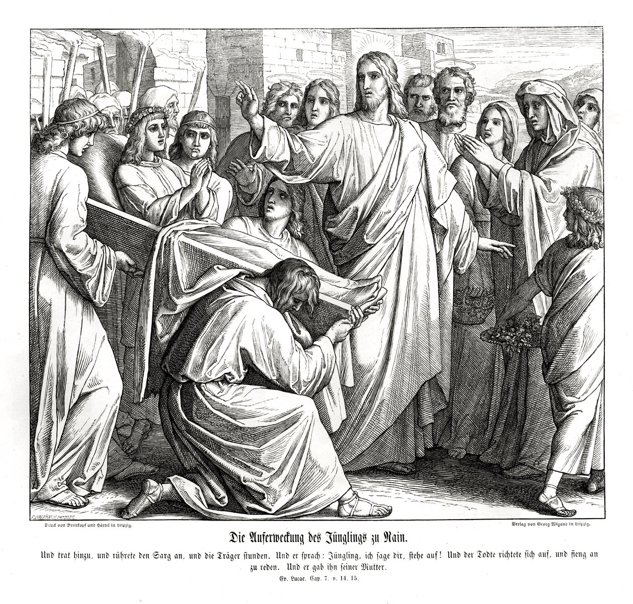 Vzkříšení chlapce z Nainu, Lukášovo evangelium od Julius Schnorr von Carolsfeld