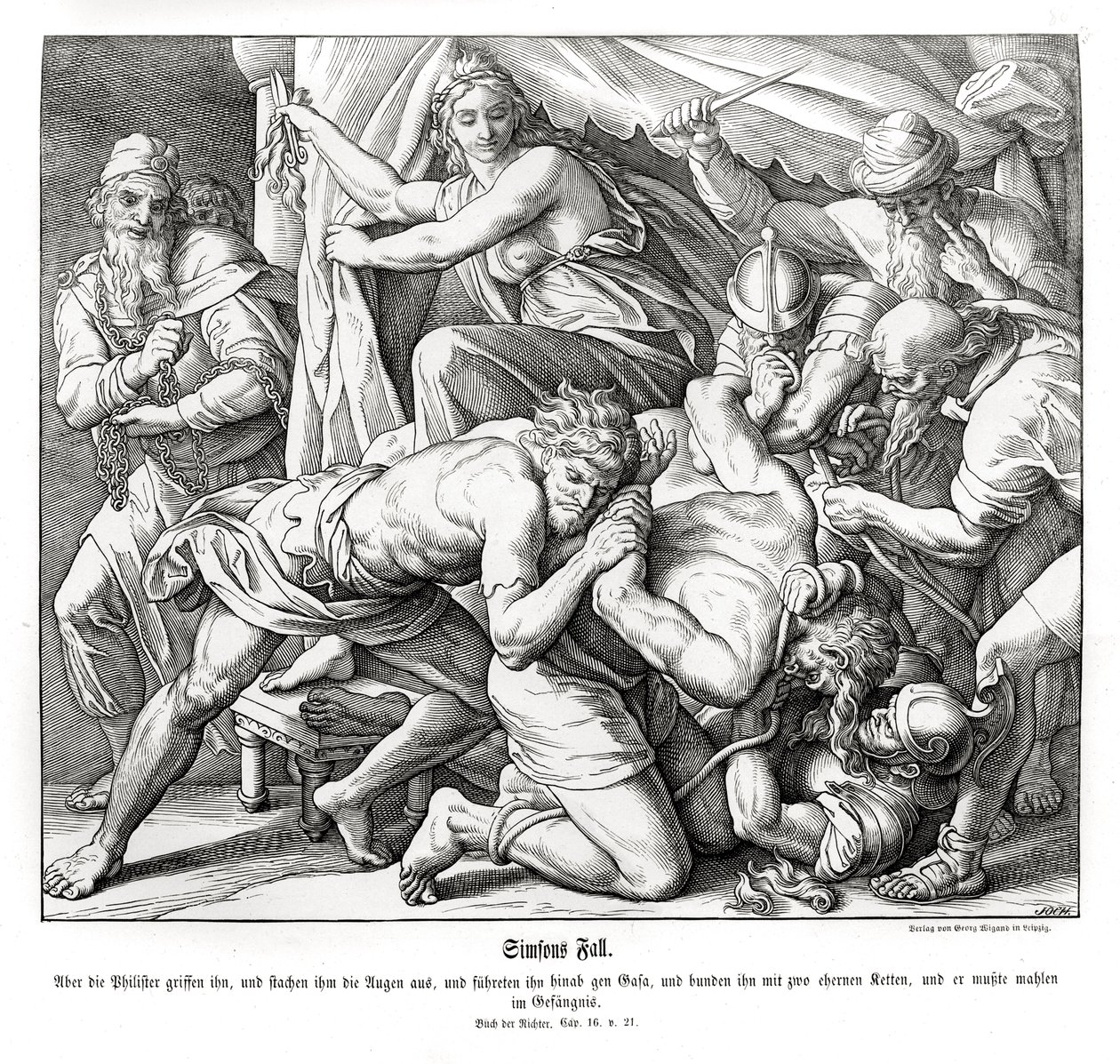 Samsonův pád, soudci od Julius Schnorr von Carolsfeld