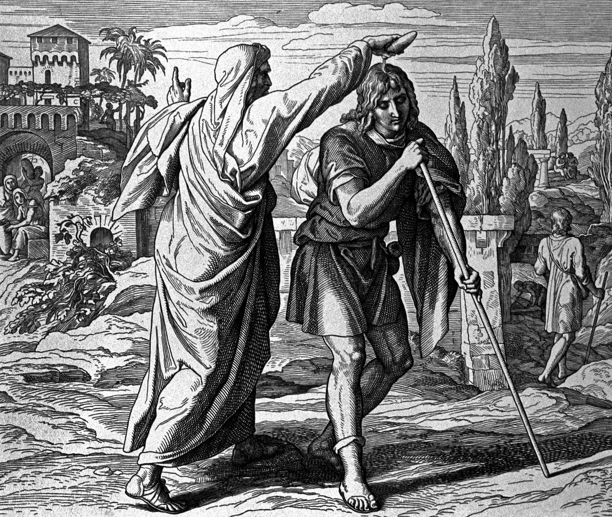 Samuel pomazal Saula jako krále Izraele od Julius Schnorr von Carolsfeld