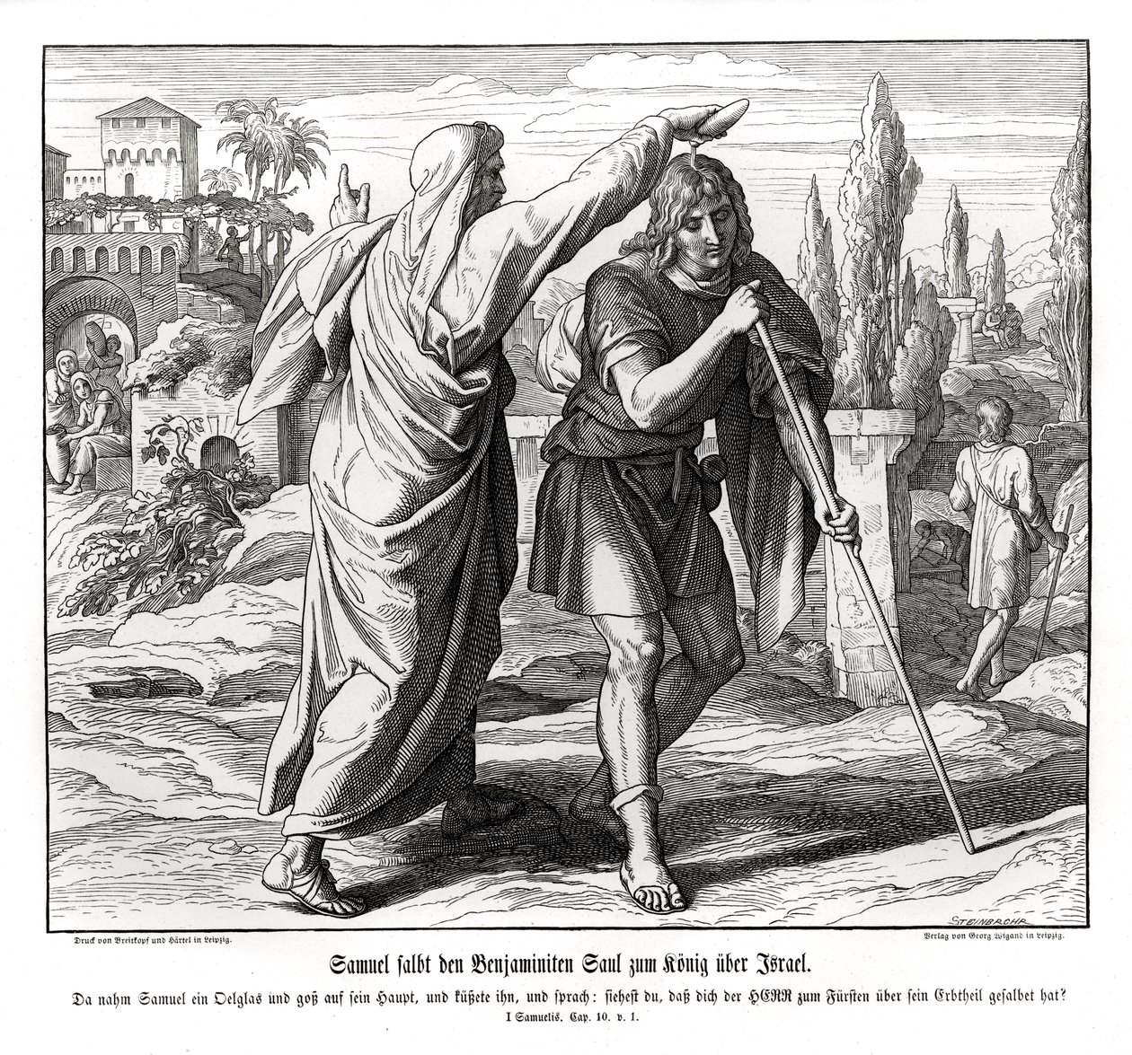 Samuel pomazal Saula jako krále Izraele od Julius Schnorr von Carolsfeld