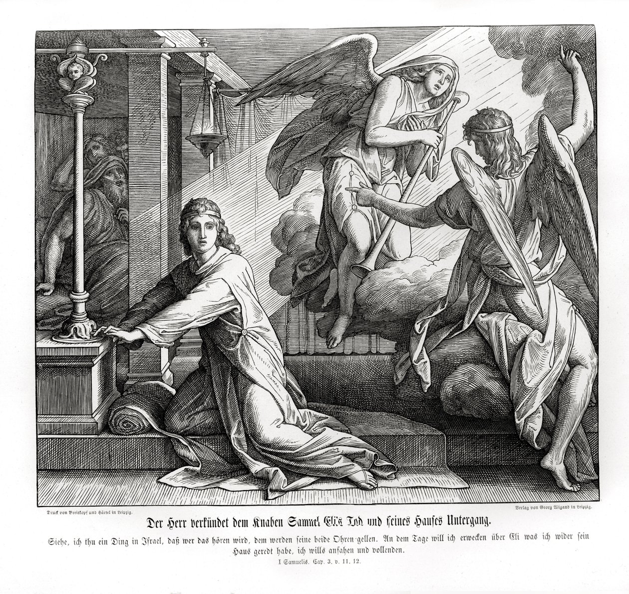 Samuel obdrží proroctví o Eliho smrti od Julius Schnorr von Carolsfeld