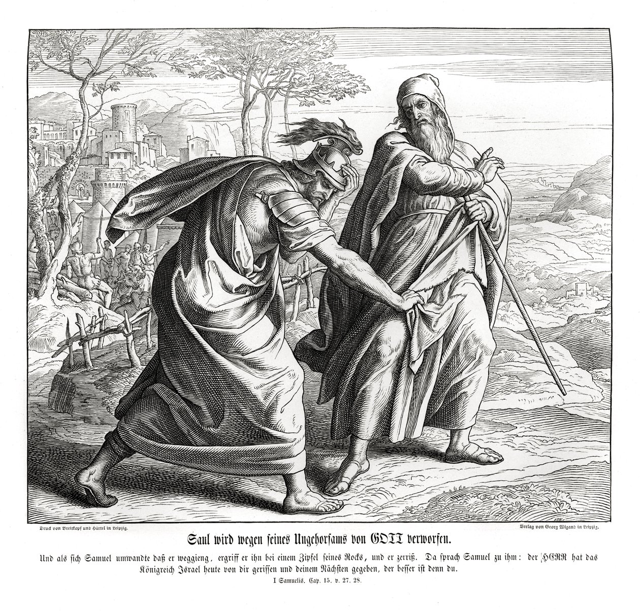 Saul ztrácí izraelské království od Julius Schnorr von Carolsfeld