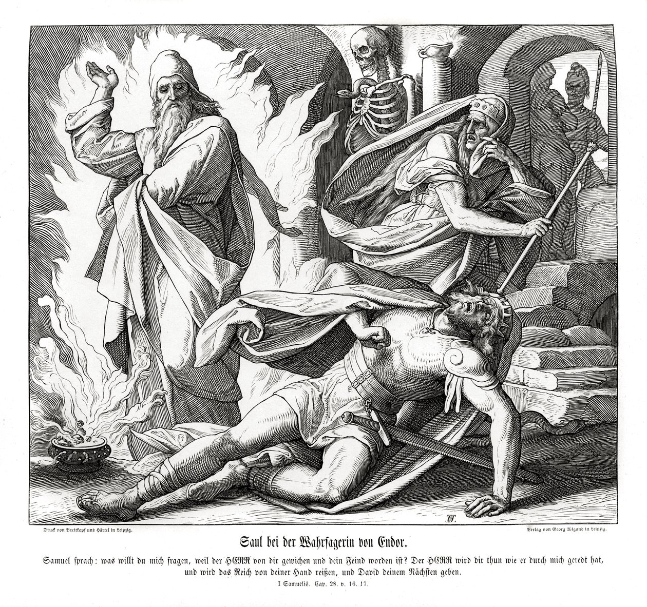 Saul s čarodějnicí z Endoru od Julius Schnorr von Carolsfeld
