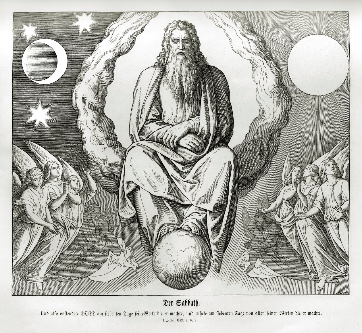 Sedmý den stvoření, Genesis od Julius Schnorr von Carolsfeld