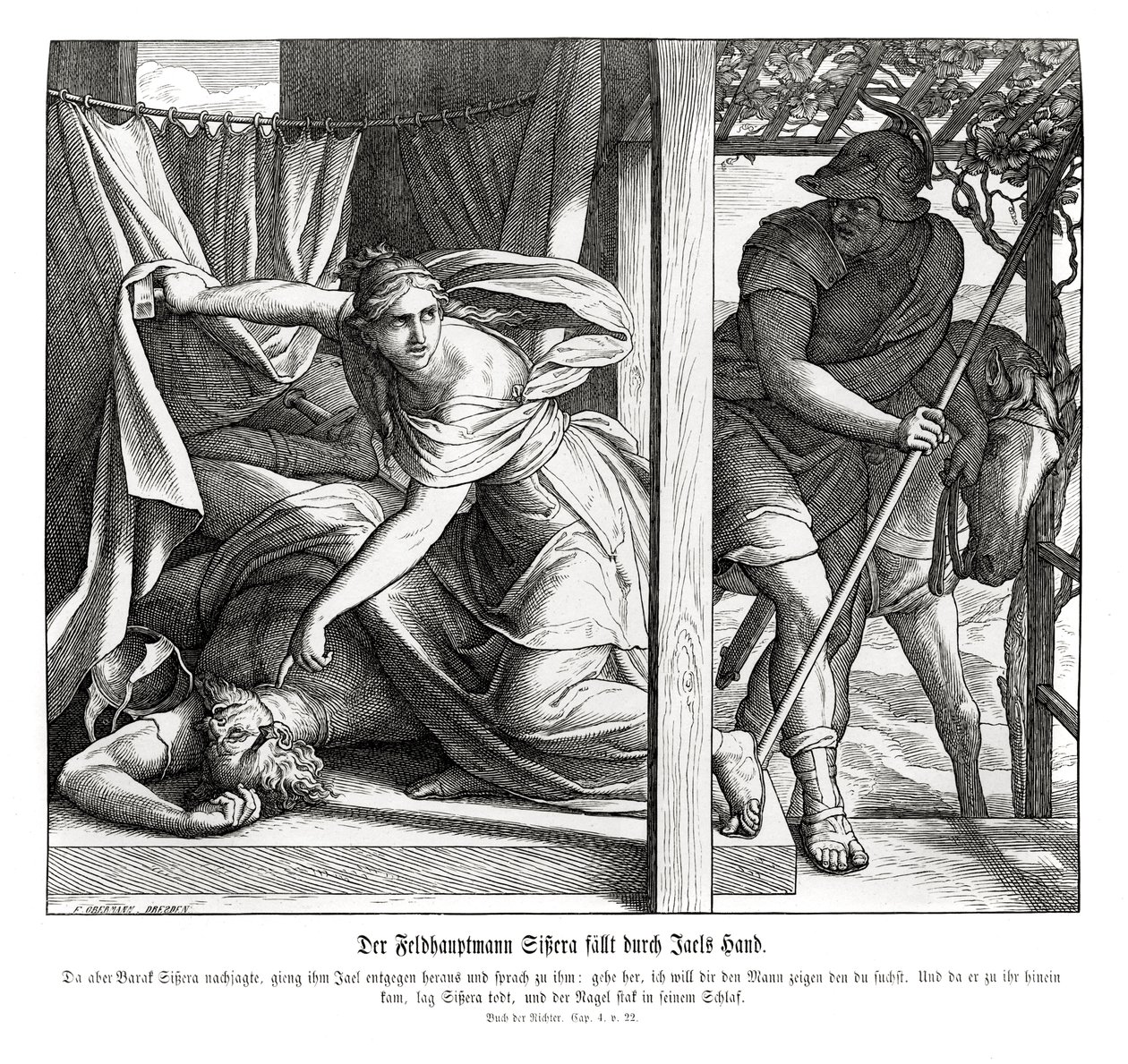 Sisera je zabit Jael, soudci od Julius Schnorr von Carolsfeld