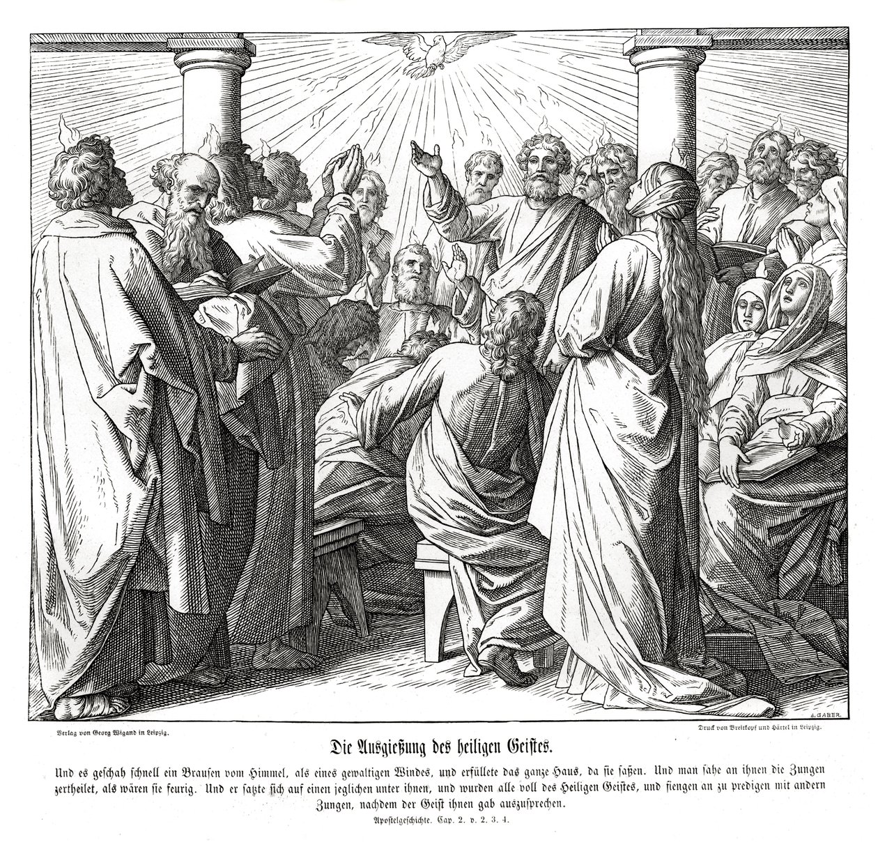 Apoštolové jsou naplněni duchem svatým, Skutky od Julius Schnorr von Carolsfeld