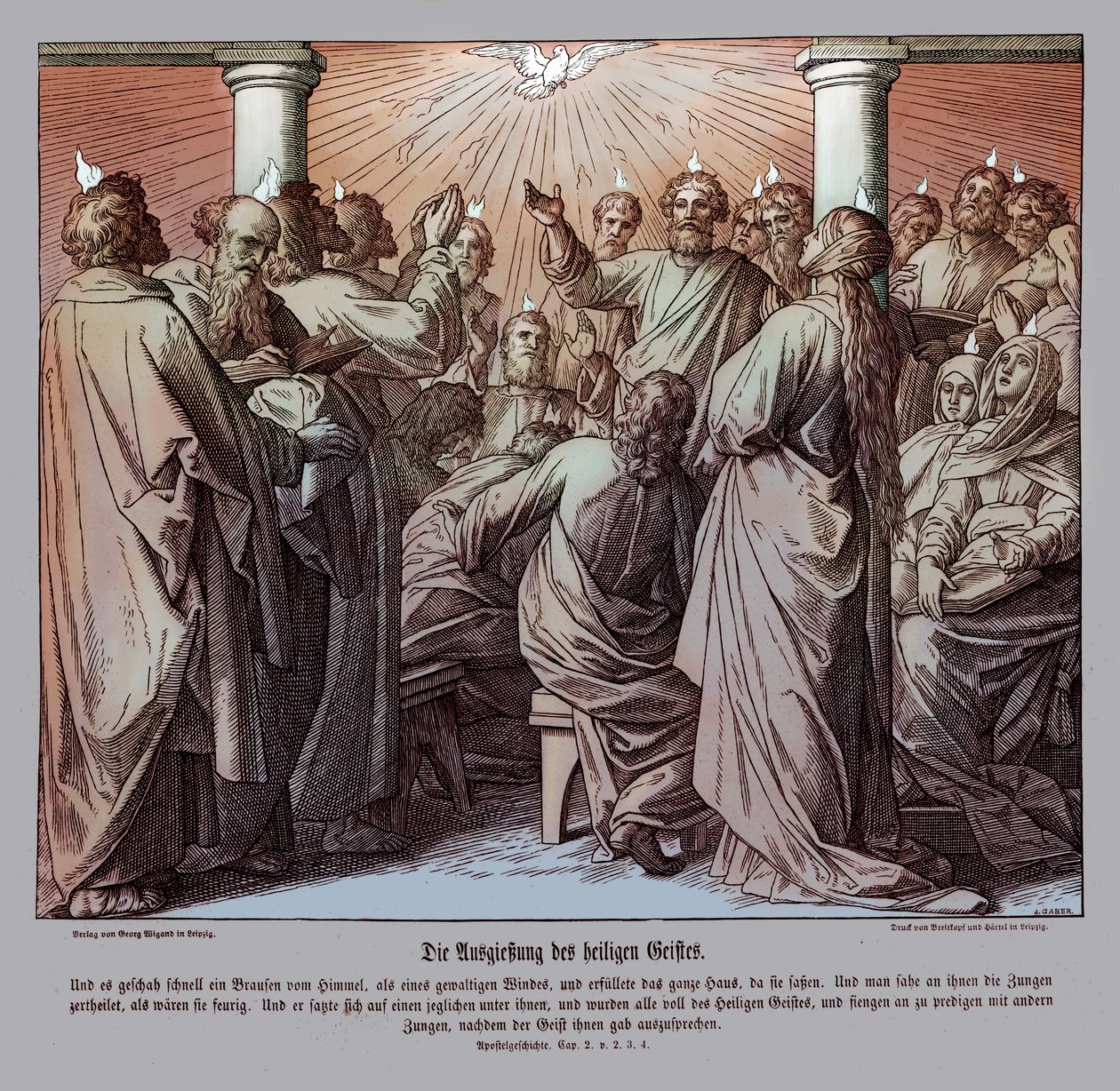 Apoštolové jsou naplněni duchem svatým, Skutky od Julius Schnorr von Carolsfeld
