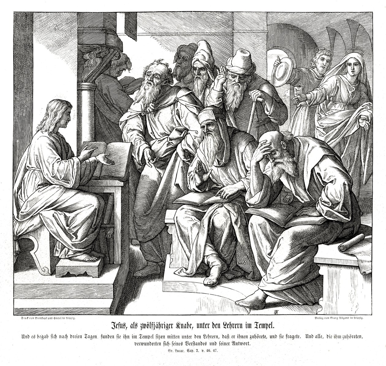 Dítě Ježíš v chrámu, Lukášovo evangelium od Julius Schnorr von Carolsfeld