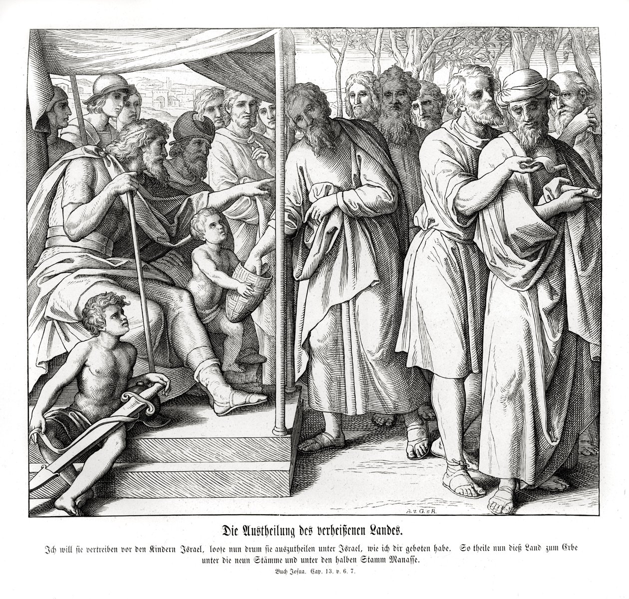 Rozdělení zaslíbené země, Jozue od Julius Schnorr von Carolsfeld