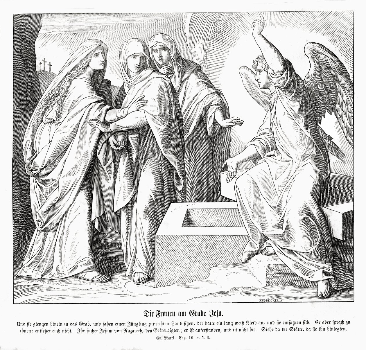 Ženy u Ježíšova hrobu, Markovo evangelium od Julius Schnorr von Carolsfeld