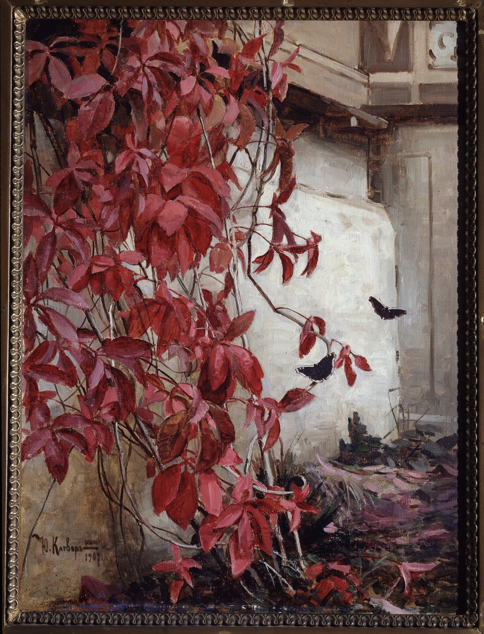 Virginia Creeper (Virginia Creeper). Obraz Julieviče (Julius) von Klever (1850-1924), olej na plátně od Julius Sergius Klever