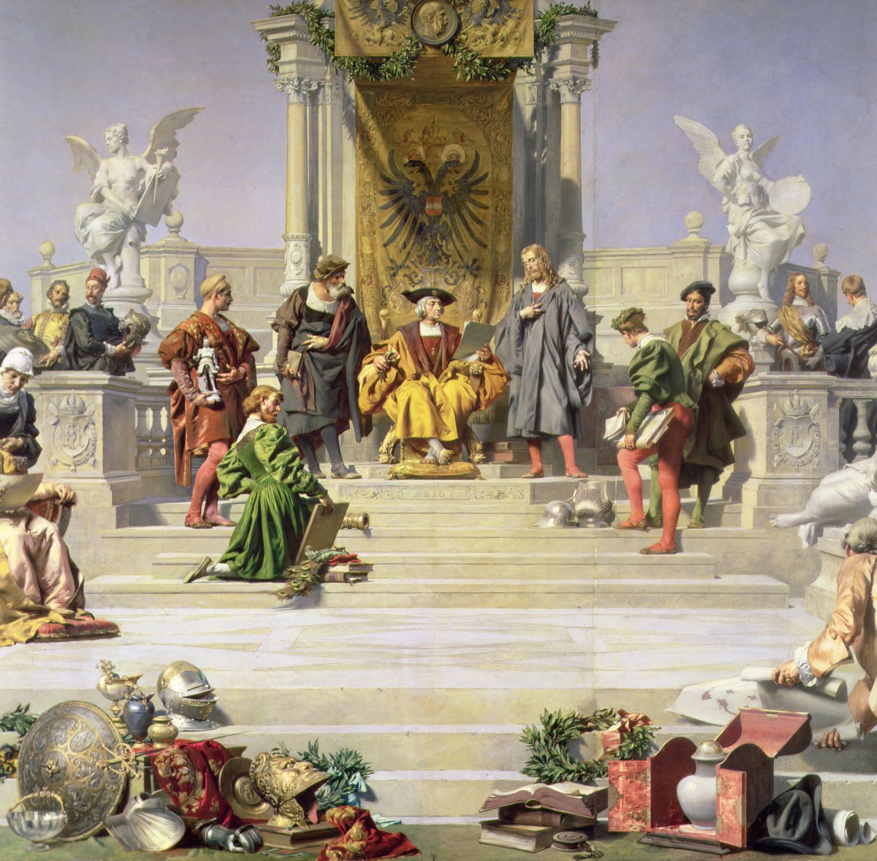 Záštita umění rodem Habsburků: střední část nástropní malby, 1891 (viz také 70754 a 70756) od Julius Victor Berger